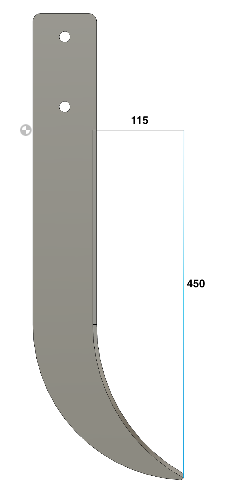 Ballenklinge 45cm für Lönartz Universalhalter für Minibagger