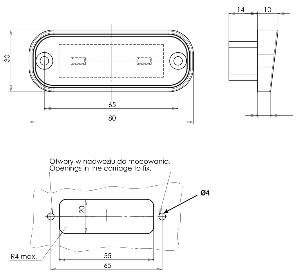 LED Kennzeichenleuchte 12/24V 80x30mm WAS W133 - 982