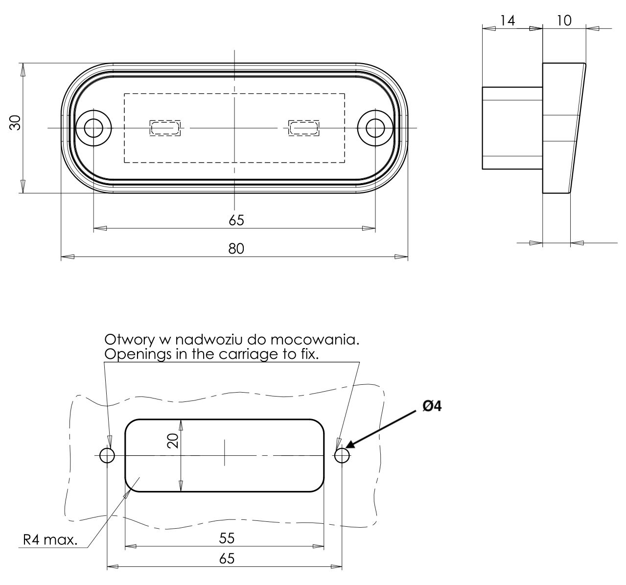 LED Kennzeichenleuchte 12/24V 80x30mm WAS W133 - 982